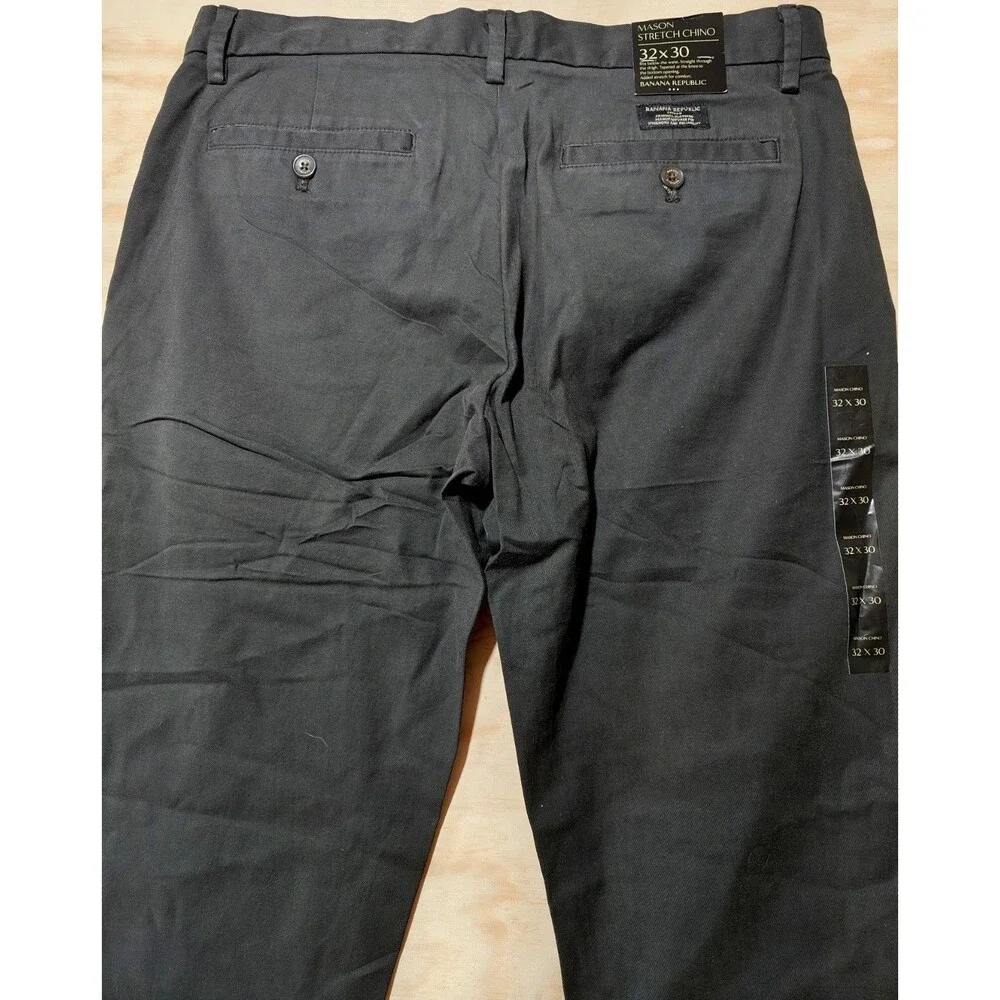 NWT Banana Republic Mason Stretch Chino Pants Men's 32x30 Black Cotton Blend